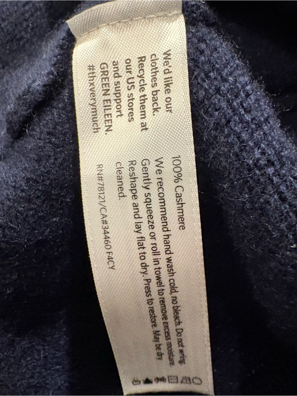NWT Eileen Fisher Navy / Black Cashmere Fine-Gauge Sweater - Picture 6 of 8